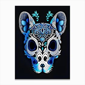 Animal Skull 3 Blue Doodle Canvas Print