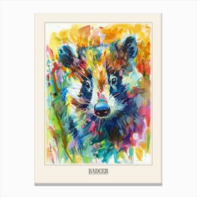 Badger Colourful Watercolour 2 Poster Canvas Print