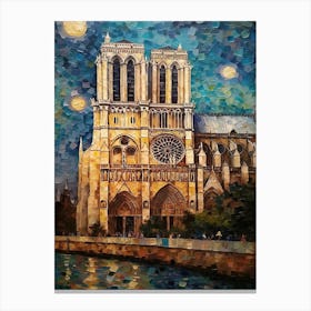 Notre Dame Paris France Van Gogh Style 3 Canvas Print