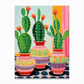 Cactus Painting Maximalist Still Life Nopal Cactus 4 Canvas Print