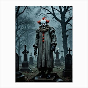 Creepy Clown ON Cemetery Canvas Print