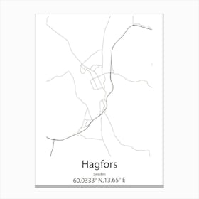 Hagfors,Sweden Minimalist Map Canvas Print