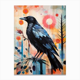 Bird Painting Collage Raven 2 Canvas Print