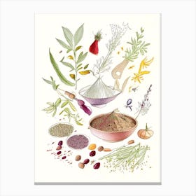 Savory Spices And Herbs Pencil Illustration 1 Canvas Print
