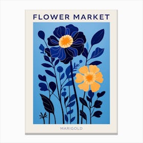 Blue Flower Market Poster Marigold Canvas Print