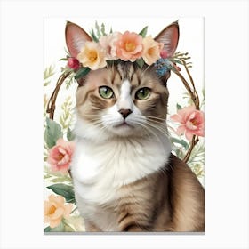 Balinese Javanese Cat With Flower Crown (1) Canvas Print