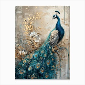 Kitsch Ornamental Peacock 4 Canvas Print