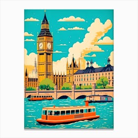 London Retro Vintage Travel Canvas Print