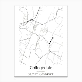 Collegedale,United States Minimalist Map 1 Canvas Print