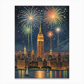 City Fireworks Canvas Print