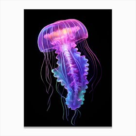 Mauve Stinger Jellyfish Neon Illustration 4 Canvas Print