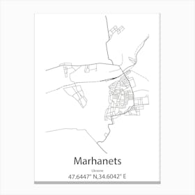 Marhanets,Ukraine Minimalist Map Canvas Print