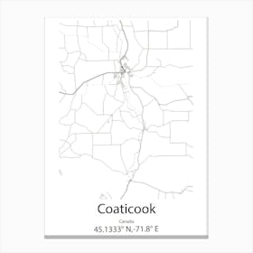 Coaticook,Canada Minimalist Map Canvas Print