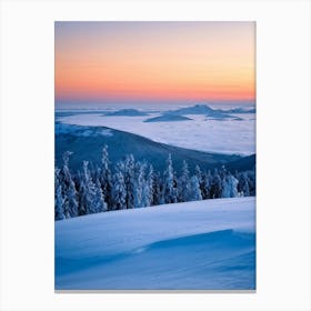 A Winter Scenario At The Heart Of The Arctic Where Pines And Wilderness Blend With The Serene Hues (2) Canvas Print