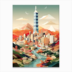 Taipei,Taiwan, Geometric Illustration 2 Canvas Print