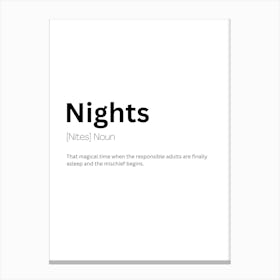 Nights Definition Meaning Canvas Print