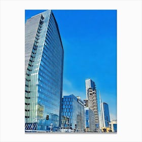 Skyscrapers In Milan, Italy, with blue sky and reflections Canvas Print