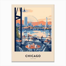 Navy Pier Chicago Travel Poster Canvas Print