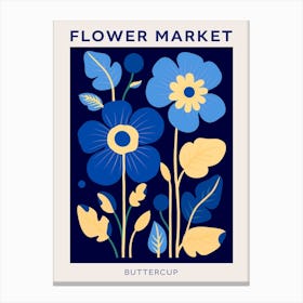 Blue Flower Market Poster Buttercup 4 Canvas Print