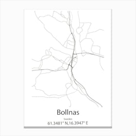 Bollnas,Sweden Minimalist Map Canvas Print