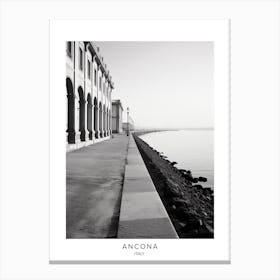 Poster Of Ancona, Italy, Black And White Analogue Photography 1 Canvas Print