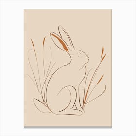 Rabbit - Boho, Line Art 3 Canvas Print