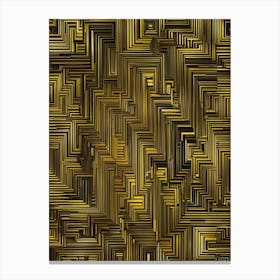 Gold And Black Circuit Board Pattern Canvas Print