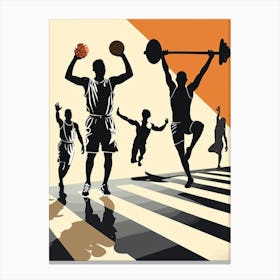 Silhouettes Of Sports People Canvas Print