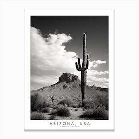 Poster Of Arizona, Usa, Black And White Analogue Photograph 4 Canvas Print