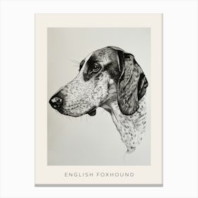 English Foxhound Dog Line Sketch 2 Poster Canvas Print