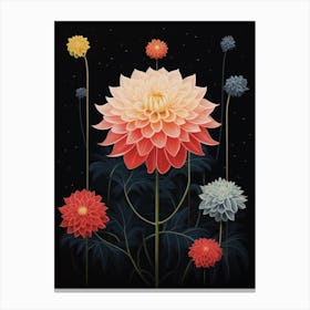 Dahlia 1 Hilma Af Klint Inspired Flower Illustration Canvas Print