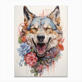 Wolf Flower Canvas Print