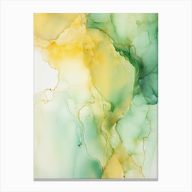 Green, White, Gold Flow Asbtract Painting 4 Canvas Print