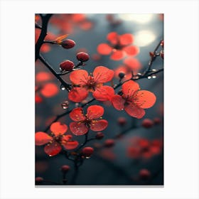 Red Cherry Blossoms Canvas Print