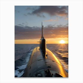 Submarine At Sunset-Reimagined 11 Canvas Print
