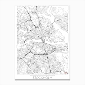 Stockholm Map Minimal Canvas Print
