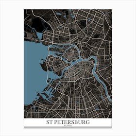 St Petersburg Black Blue Canvas Print