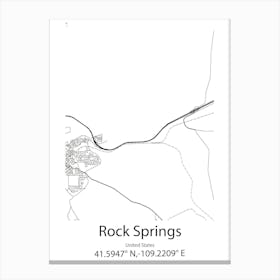 Rock Springs,United States Minimalist Map Stampe su tela