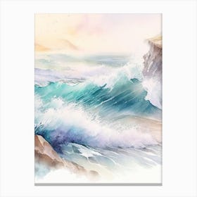Crashing Waves Landscapes Waterscape Gouache 1 Canvas Print