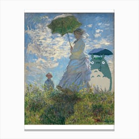 Totoro & Madame Monet - Japanese Print - Studio Ghibli Mashup Canvas Print