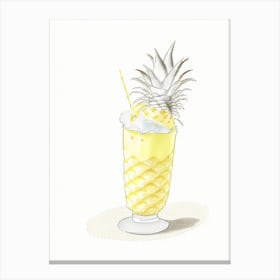 Pineapple Milkshake Dairy Food Pencil Illustration 2 Canvas Print