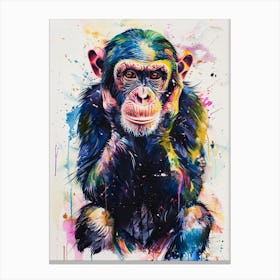 Chimpanzee Colourful Watercolour 4 Canvas Print