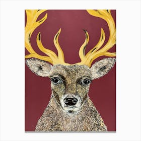 Deer with golden horns. Canvas Print