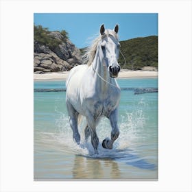 A Horse Oil Painting In Whitehaven Beach, Australia, Portrait 3 Canvas Print