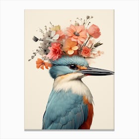 Bird With A Flower Crown Kingfisher 1 Canvas Print