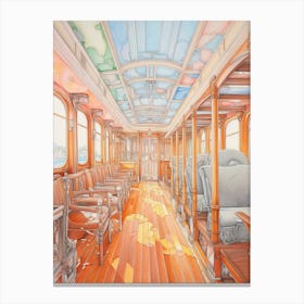 Titanic Ship Interiors Bright Pencil Drawing 4 Canvas Print