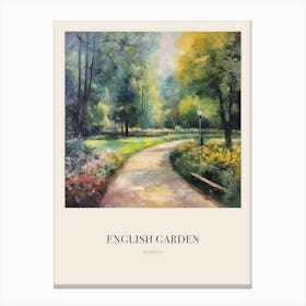English Garden Park Munich Germany 3 Vintage Cezanne Inspired Poster Canvas Print