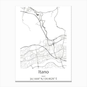 Itano,Japan Minimalist Map Stampe su tela