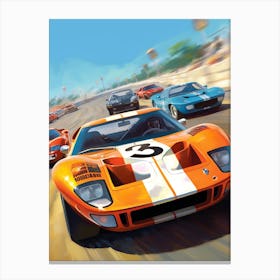 Ford Gt Retro Racing Car 1 Canvas Print