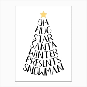 Nordic minimalist typography Xmas Tree Canvas Print